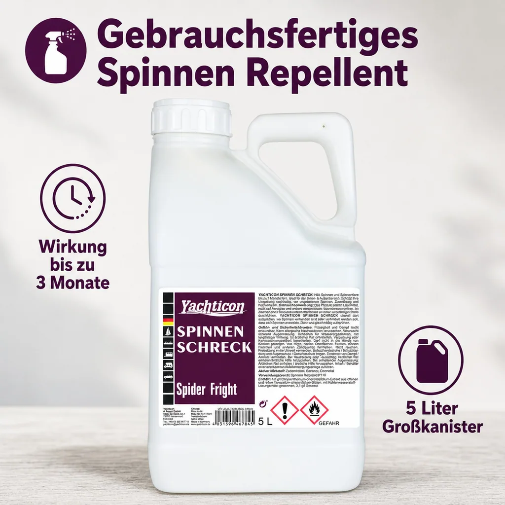 Spinnen Schreck 5 L Kanister - gebrauchsfertiges Spinnen Repellent Spray, innen und außen, bis zu 3 Monate wirksam