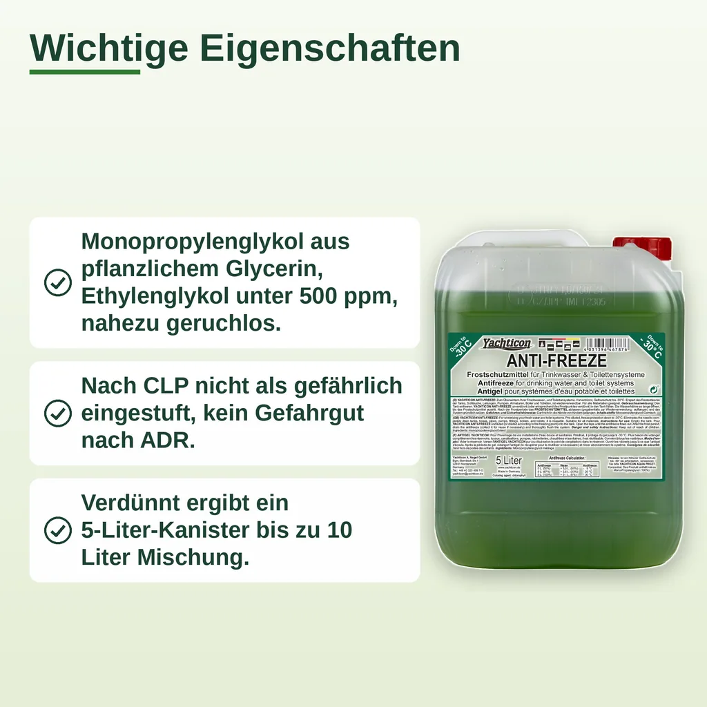 Frostschutzmittel für Trinkwasser- und Toilettensysteme 5 Liter, gebrauchsfertig, bis -30 °C