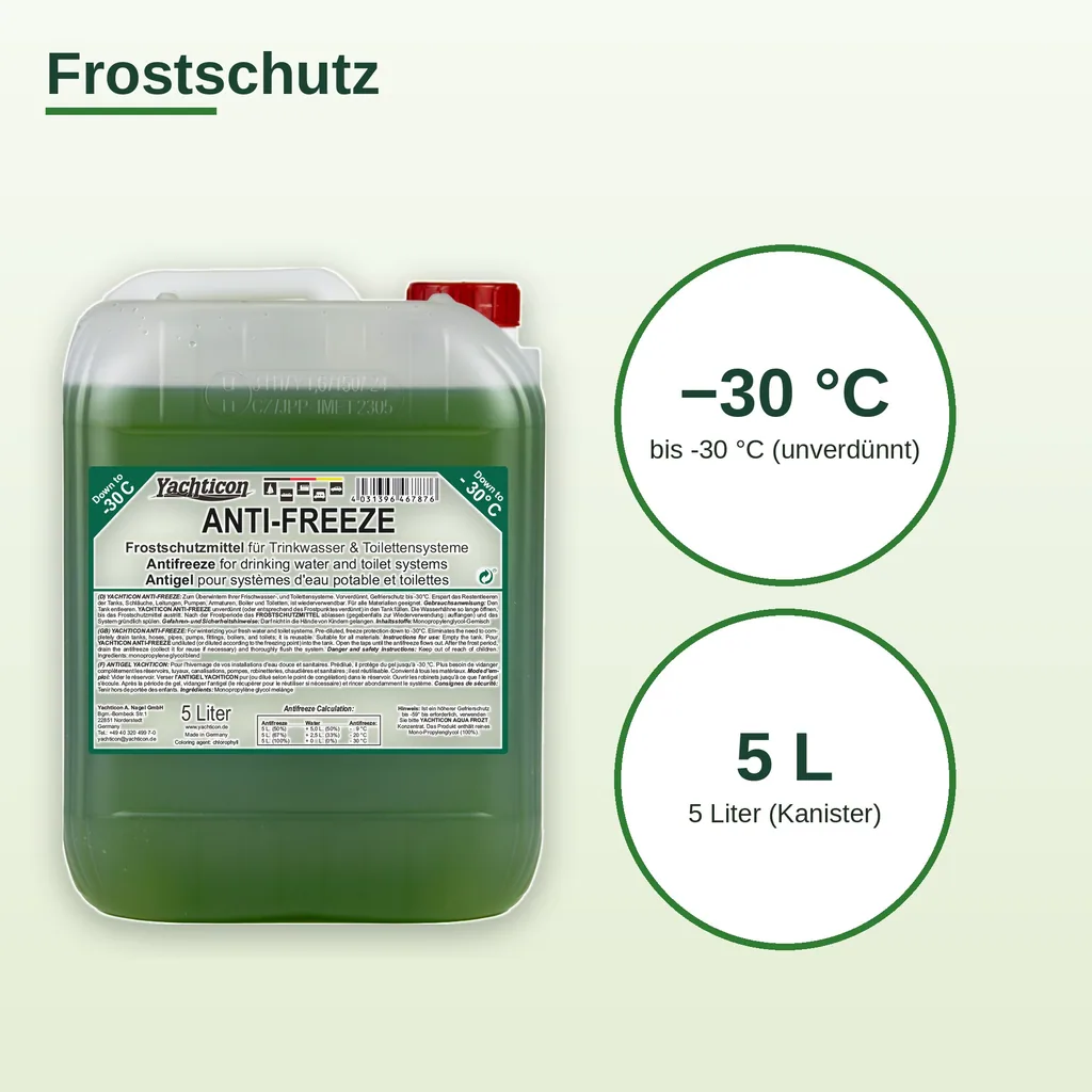 Frostschutzmittel für Trinkwasser- und Toilettensysteme 5 Liter, gebrauchsfertig, bis -30 °C