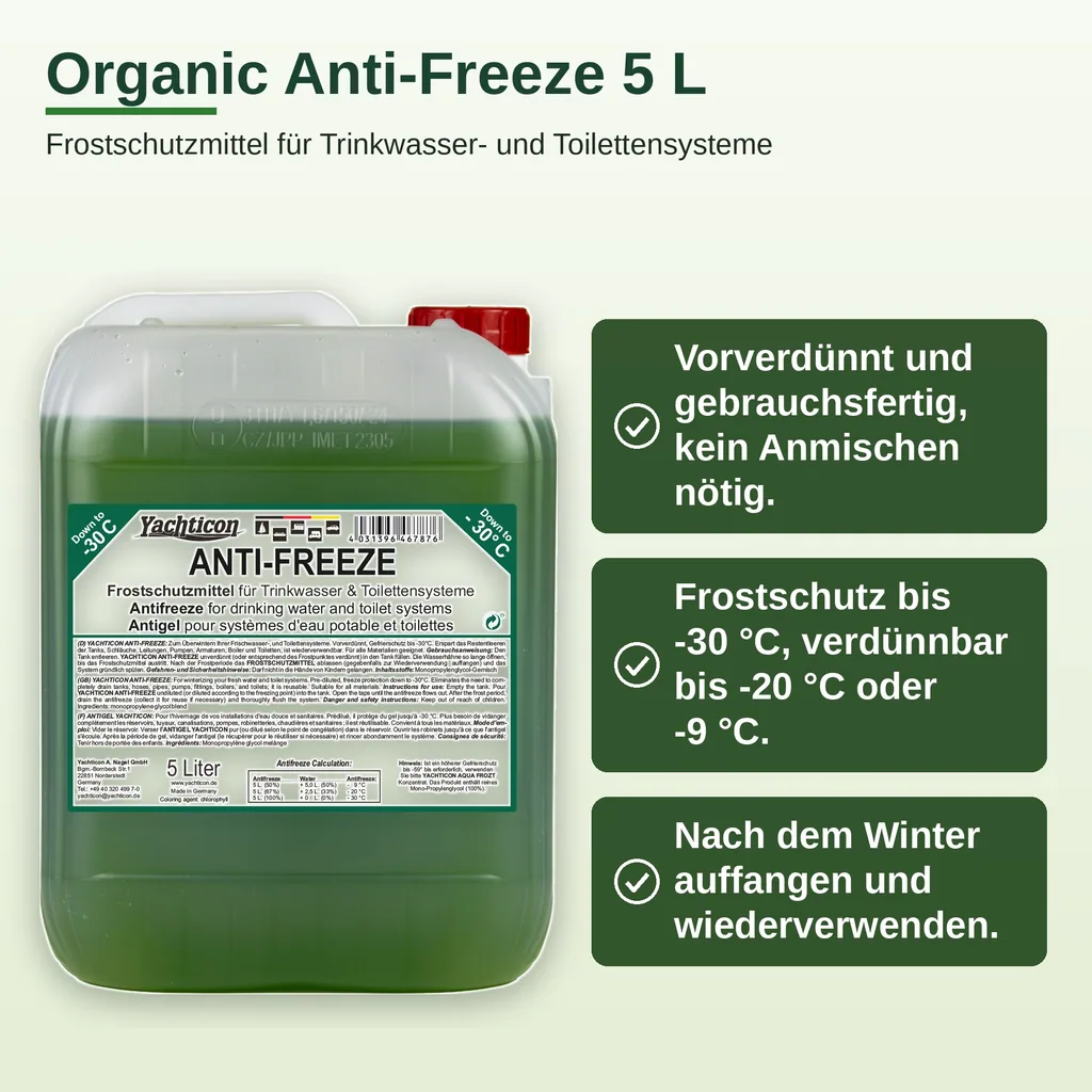 Frostschutzmittel für Trinkwasser- und Toilettensysteme 5 Liter, gebrauchsfertig, bis -30 °C