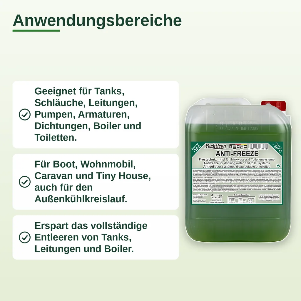 Frostschutzmittel für Trinkwasser- und Toilettensysteme 5 Liter, gebrauchsfertig, bis -30 °C